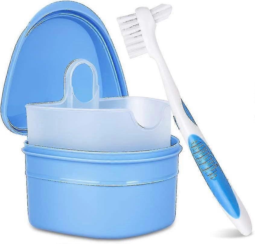 Denture Cleaning Kit Denture Cleaning Cartridge With Denture Brush1 Set-blue