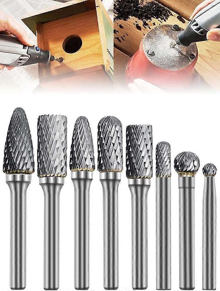 8 stk wolframkarbid burrs roterende burr sett