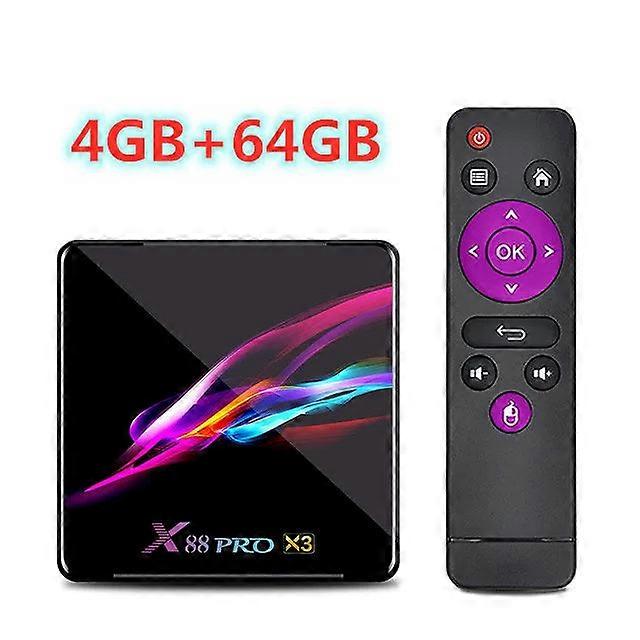 X88 Pro X3 Smart TV Box Android 9.0 4 جيجابايت رام 64 جيجابايت روم Amlogic S905x3 رباعي النواة 2.4 جرام / 5 جرام واي فاي Bt4.1 8K ميديا بلاير فك توب بوكس