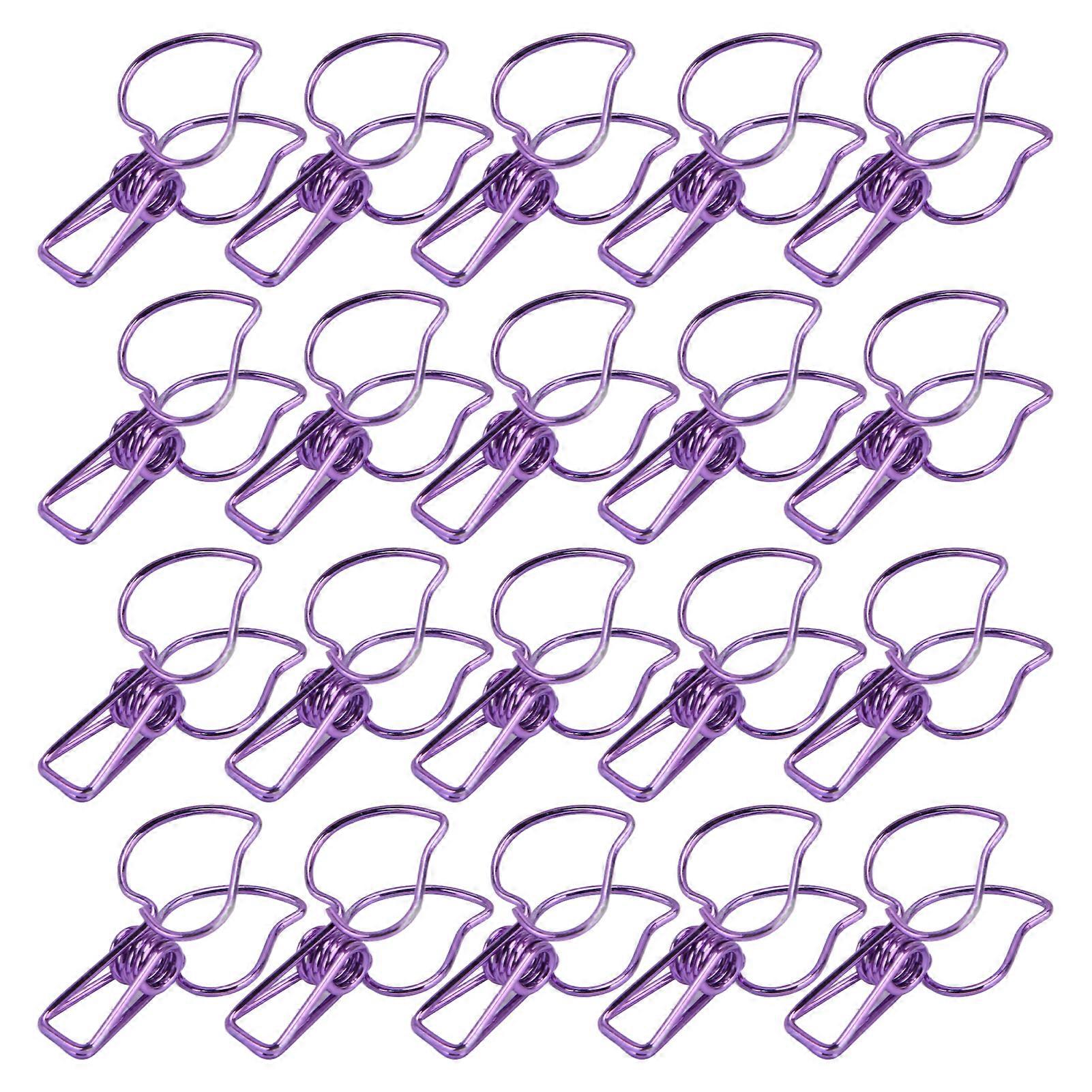 20Pcs Clips Multifunctional Strong Hollow Spring Clip for Clothes Drying Sealing Small ClipPurple