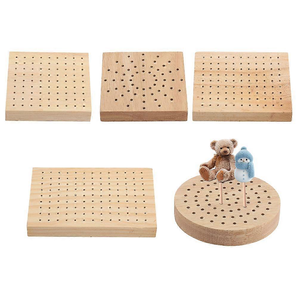 5Styles Wooden Cake Pop Stand Display Oak Wooden Clay Figurines Doll Display Trays for DIY Craft Pottery Clay Model Pick Displays Wheat