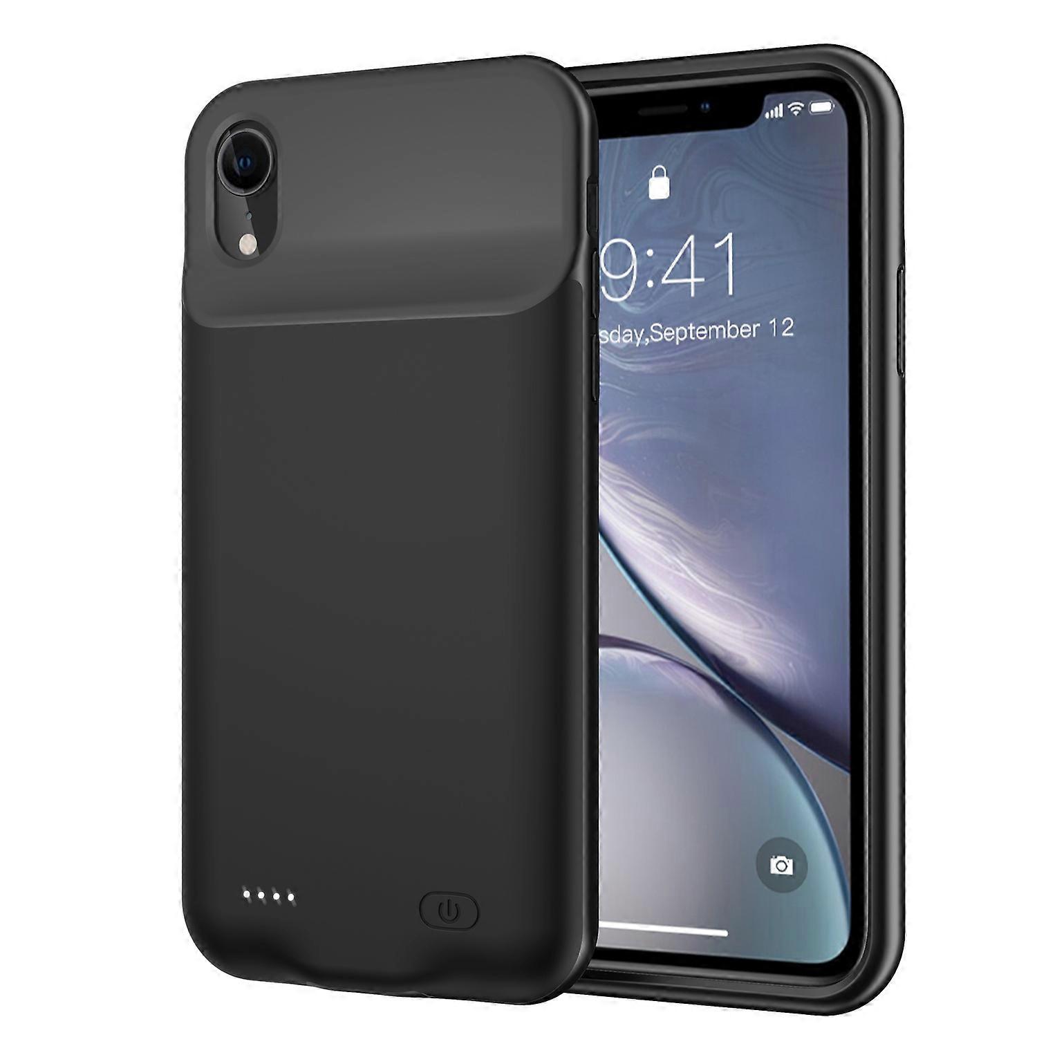 Type A 6500mAh Rechargeable Extended Battery Charger Case Cover with TPU Frame for iPhone XR 6.1