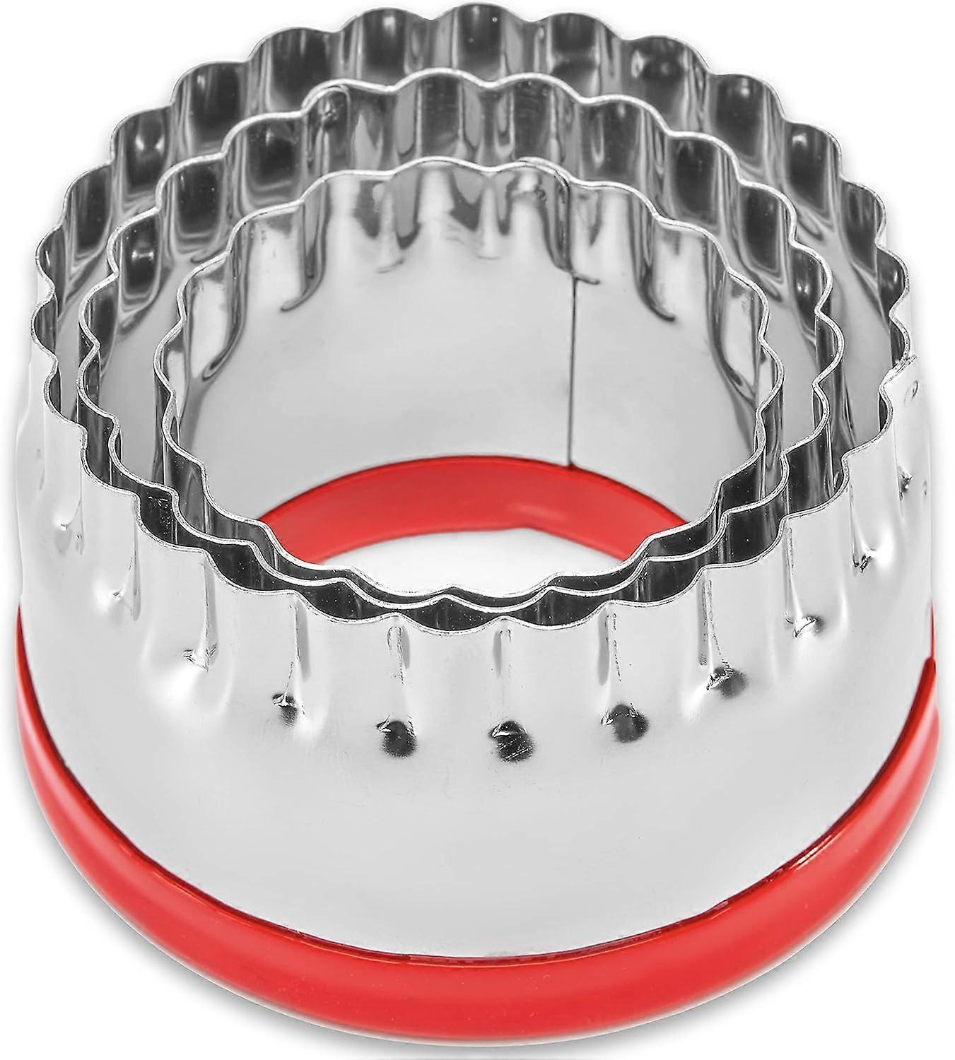 3Pcs Round Cookie Cutters Set, Stainless Steel Baking Tools, Unique Design for Cookies and Pastries