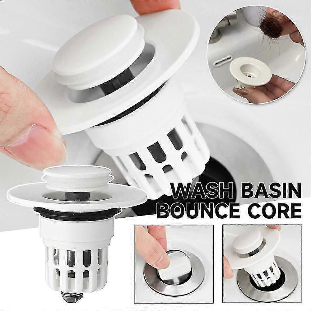 Bathroom Sink Stopper - Bounce Drain Filter, Pop Up Drain Stopper, Core Sink Stopper for Wash Basin, Sink Drain Plug with Anti-Clogging Strainer