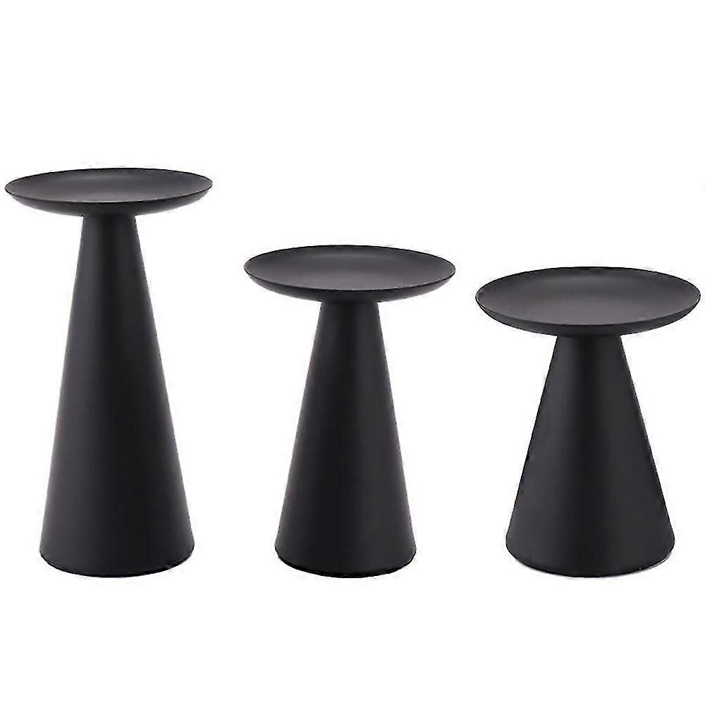 Bla Candle Holders Set Of 3 - Metal Candle Holders For Pillar Candles - Candle Holders For Table