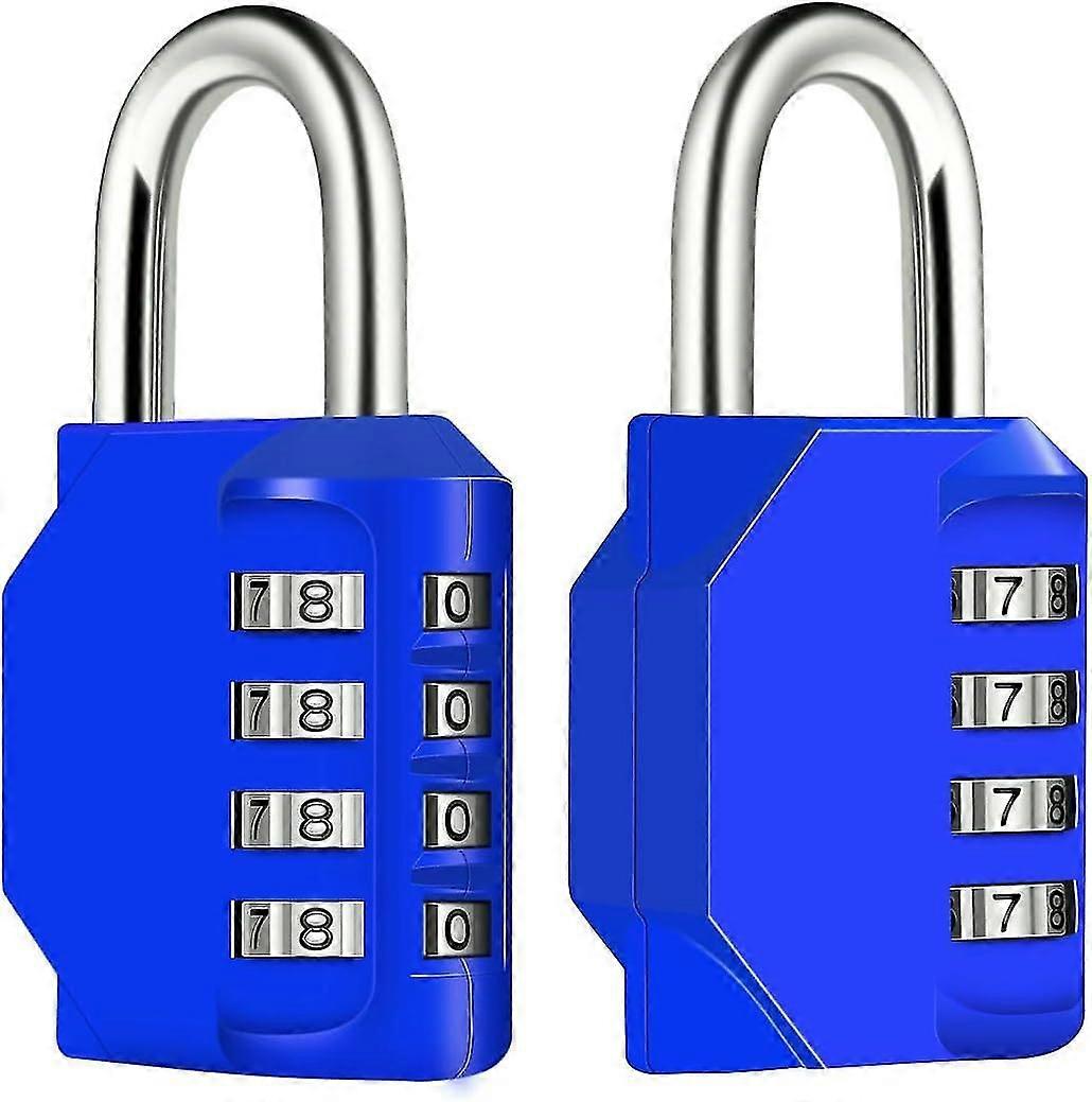 2-pack 4-digit Combination Padlock, Waterproof Metal Lock With Combination Clasp, Blue Color