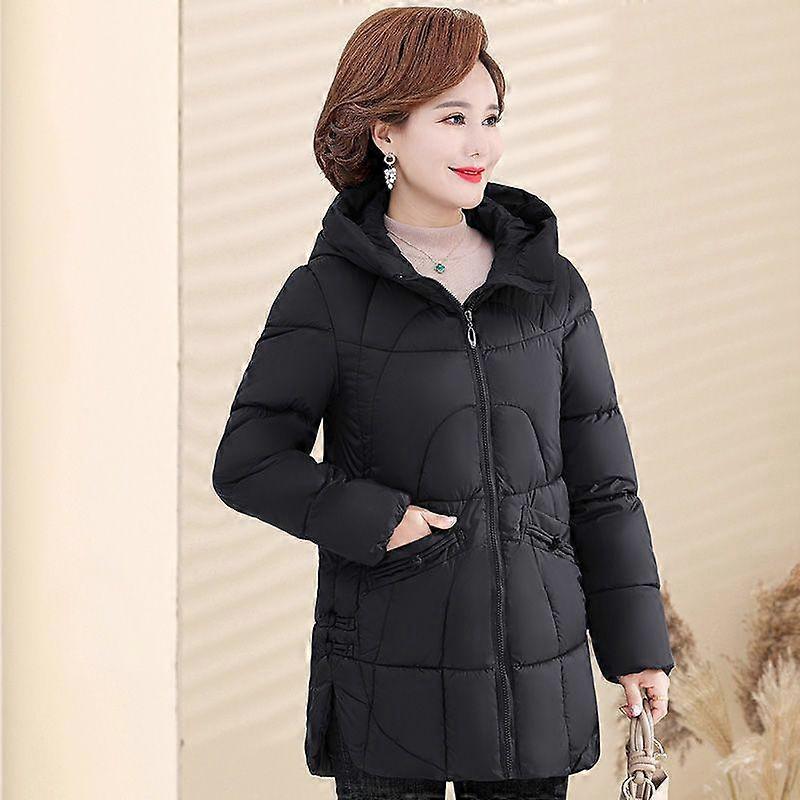 Thick Hooded Cotton Coat for Middle-Aged and Elderly Mothers Loose and Warm Cotton Jacket for Women