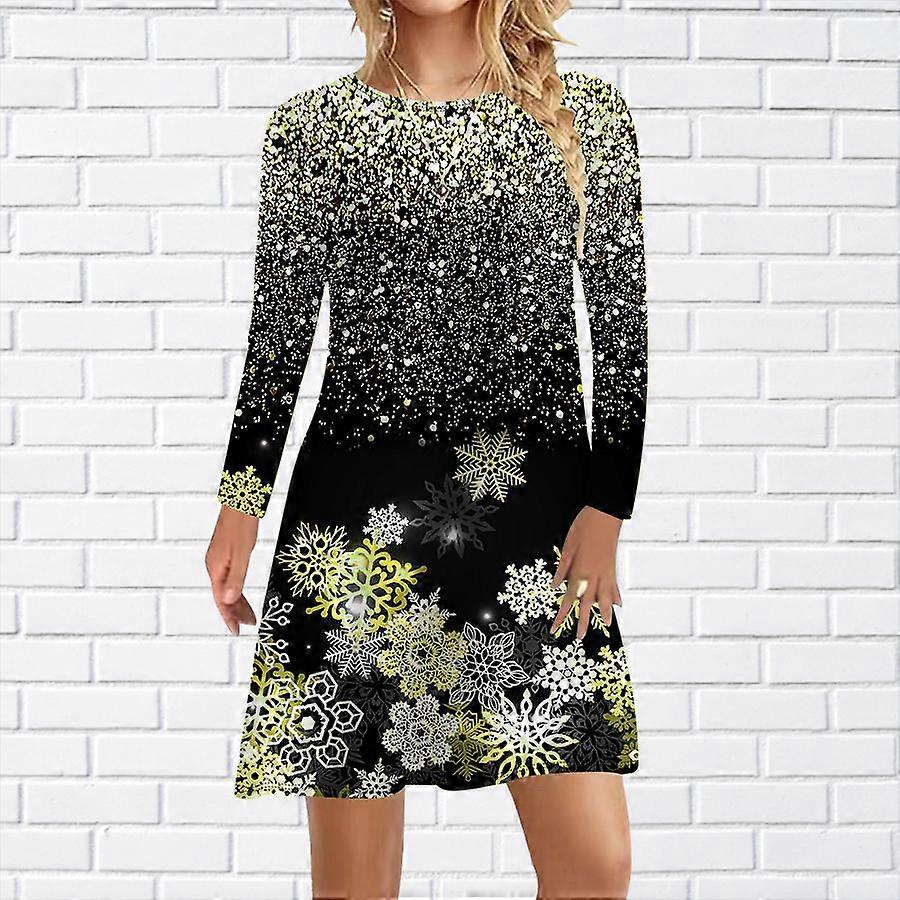 Dámske ležérne šaty s potlačou hviezdnej oblohy a snehových vločiek pre ženy, krátke šaty s výstrihom do V, plus veľkosť