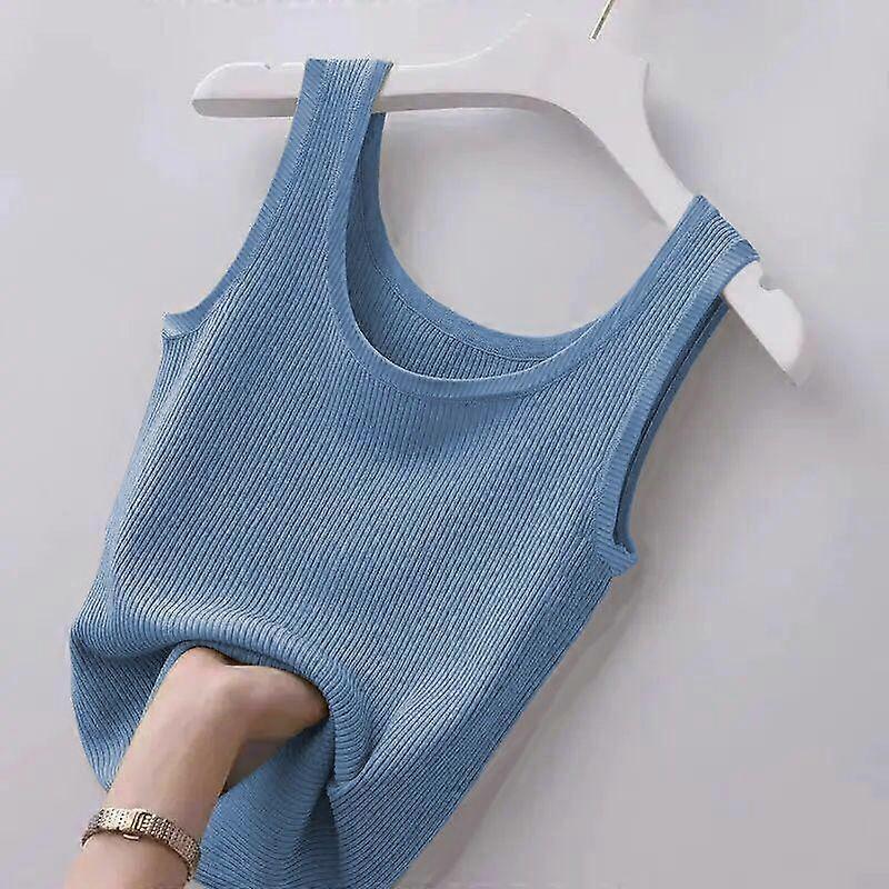 Summer Camisole Women's Plus Size Slim Fit Outer Wear with Round Neck Solid Color Soft Comfortable Bottoming Shirt Sleeveless Thin