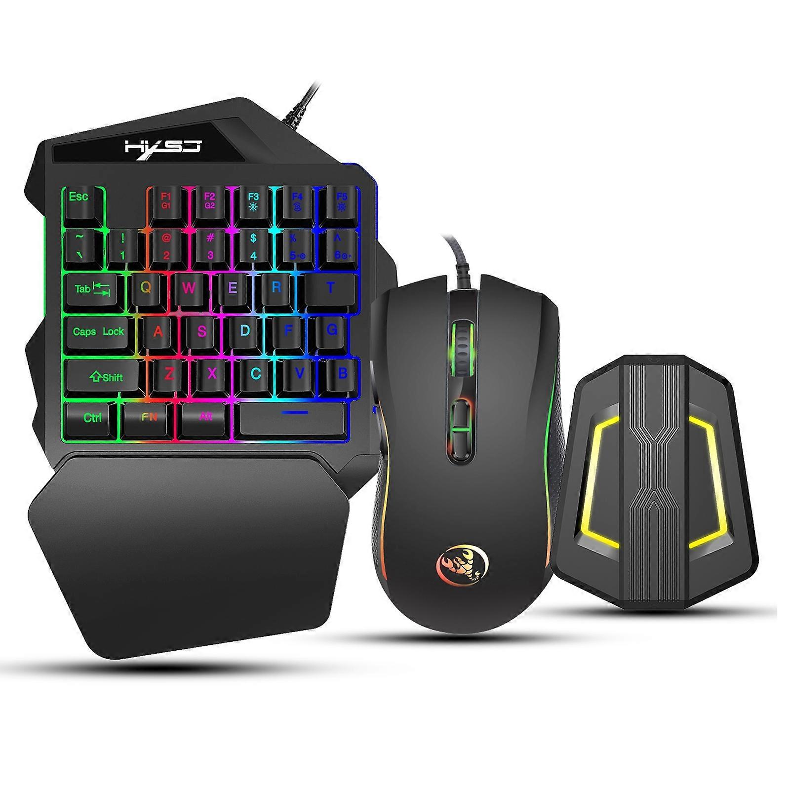 HXSJ P6 + V100 + A869キーボードマウスコンバーター+片手キーボード+ゲーミングマウスセット