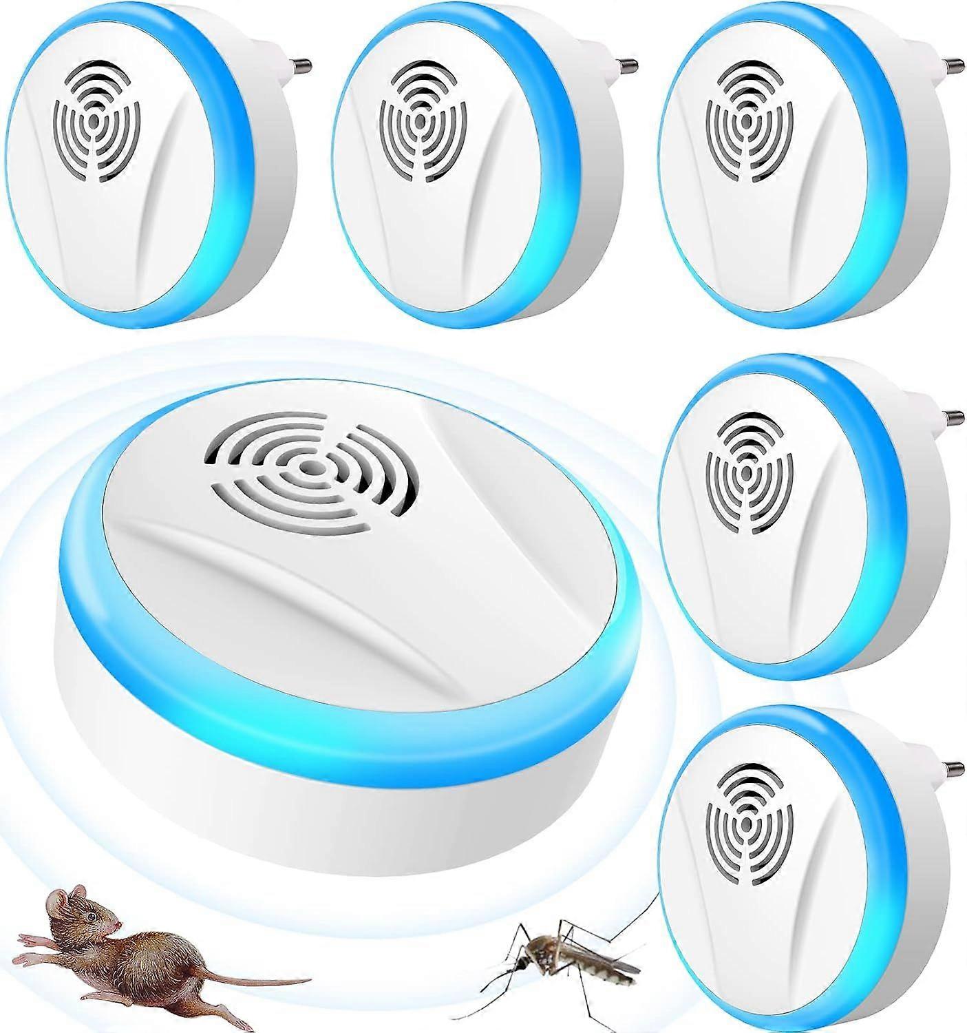 Ultrasonic Mosquito Repeller Pack of 6 Ultrasonic Pest Repeller Ultrasonic Rodent Repeller Indoor Insect Repeller Electronic Mouse Repeller