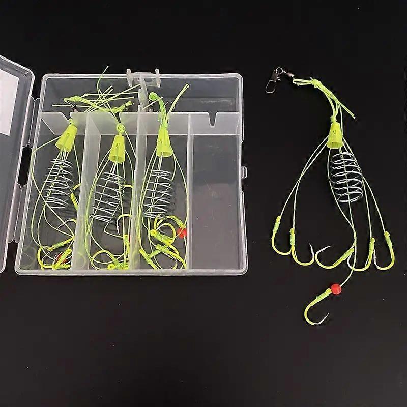 4 Pcs 10 Spring Loaded Feeder Hooks Set for Freshwater and Saltwater Fishing Carp Fishing