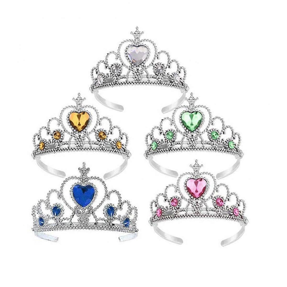 ドレスアップティアラクラウンセットプリンセスコスチュームパーティーアクセサリーキッズ/ガール/幼児用(イエロー+ブルー+グリーン+ピンク+ホワイト)