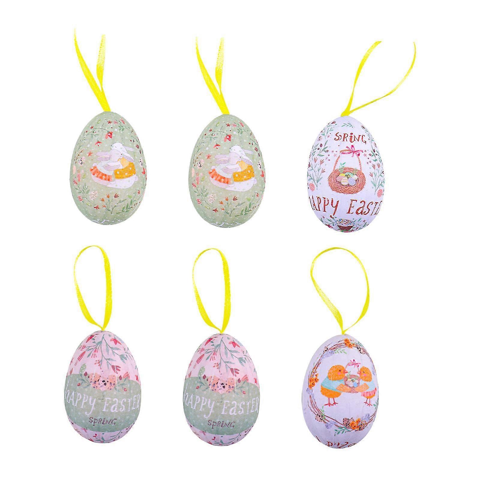 6x Easter Egg Hanging Ornaments Pendants Easter Basket Stuffers Decorative