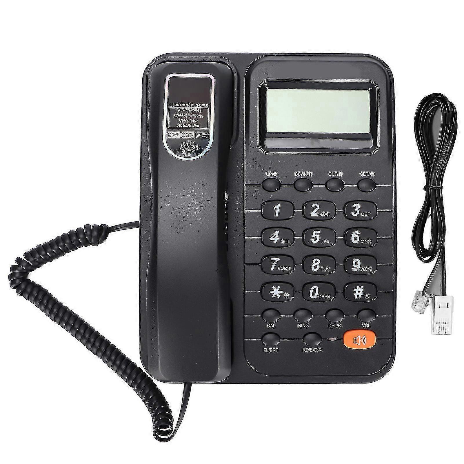 Corded Landline Phone with Answering System LCD Display for Home Hotel Office (Black)