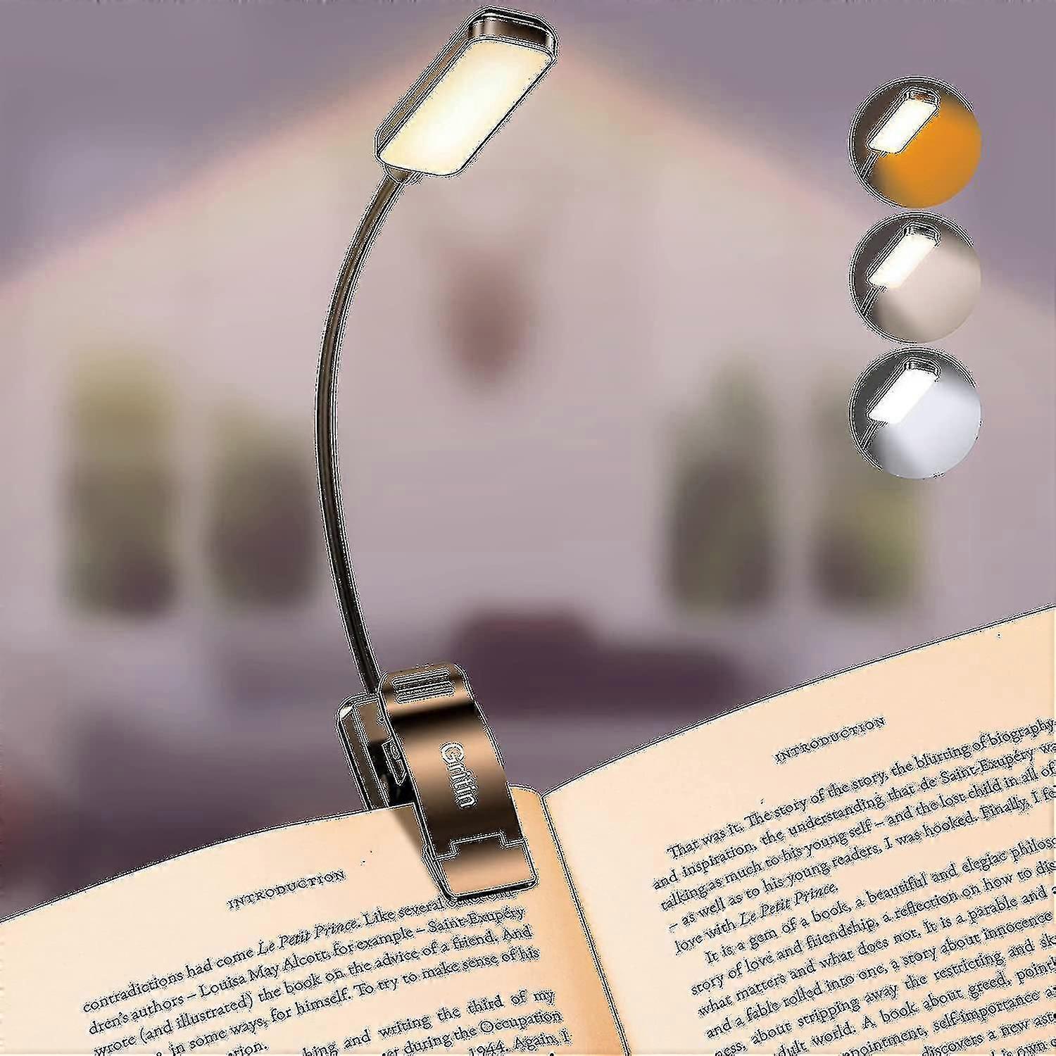 9 Led Book Light, Gritin 3 Eye-protecting Modes Reading Light Book Lamp (warmcool White Light) -stepless Dimming, Rechargeable, Long Battery Life, 4-