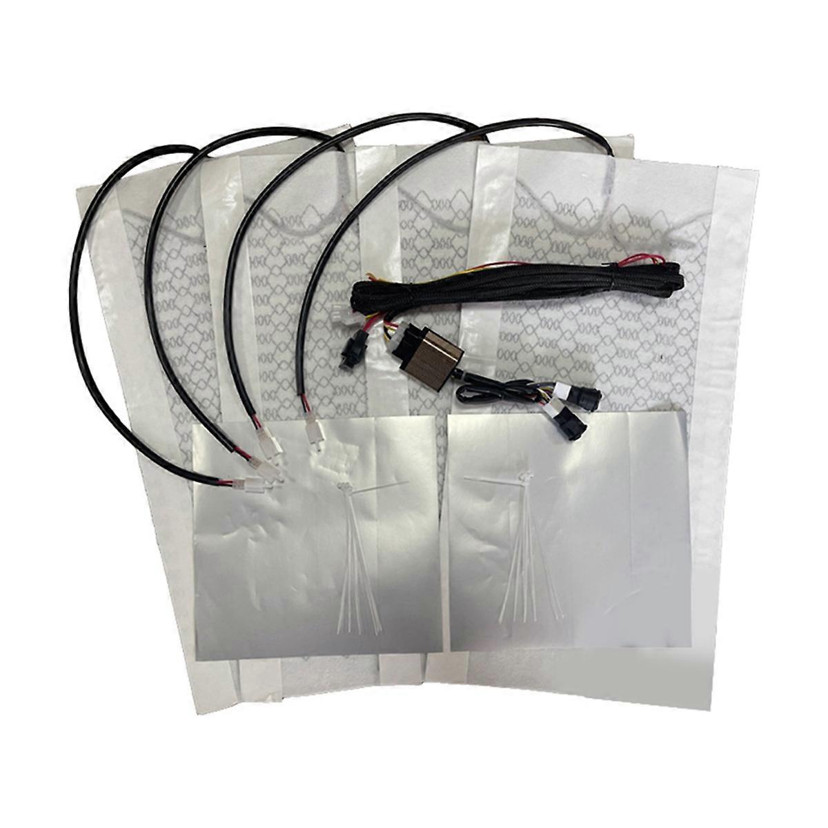 Universal Built-in Car Seat Heater Kit Fit 2 Seats with 12V Carbon Fiber Heating Pads 3 Levels Control Switch System