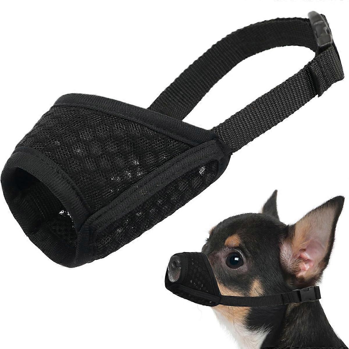 Dog muzzle, soft mesh muzzle for small, medium and large dogs, puppy muzzle for biting, chewing and grooming (black)