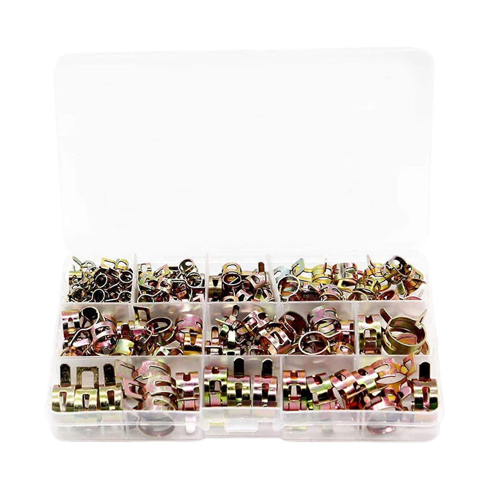 100x Spring Clips Fasteners Fuel Line Clamp Auto Assortment Spring Hose Clamp