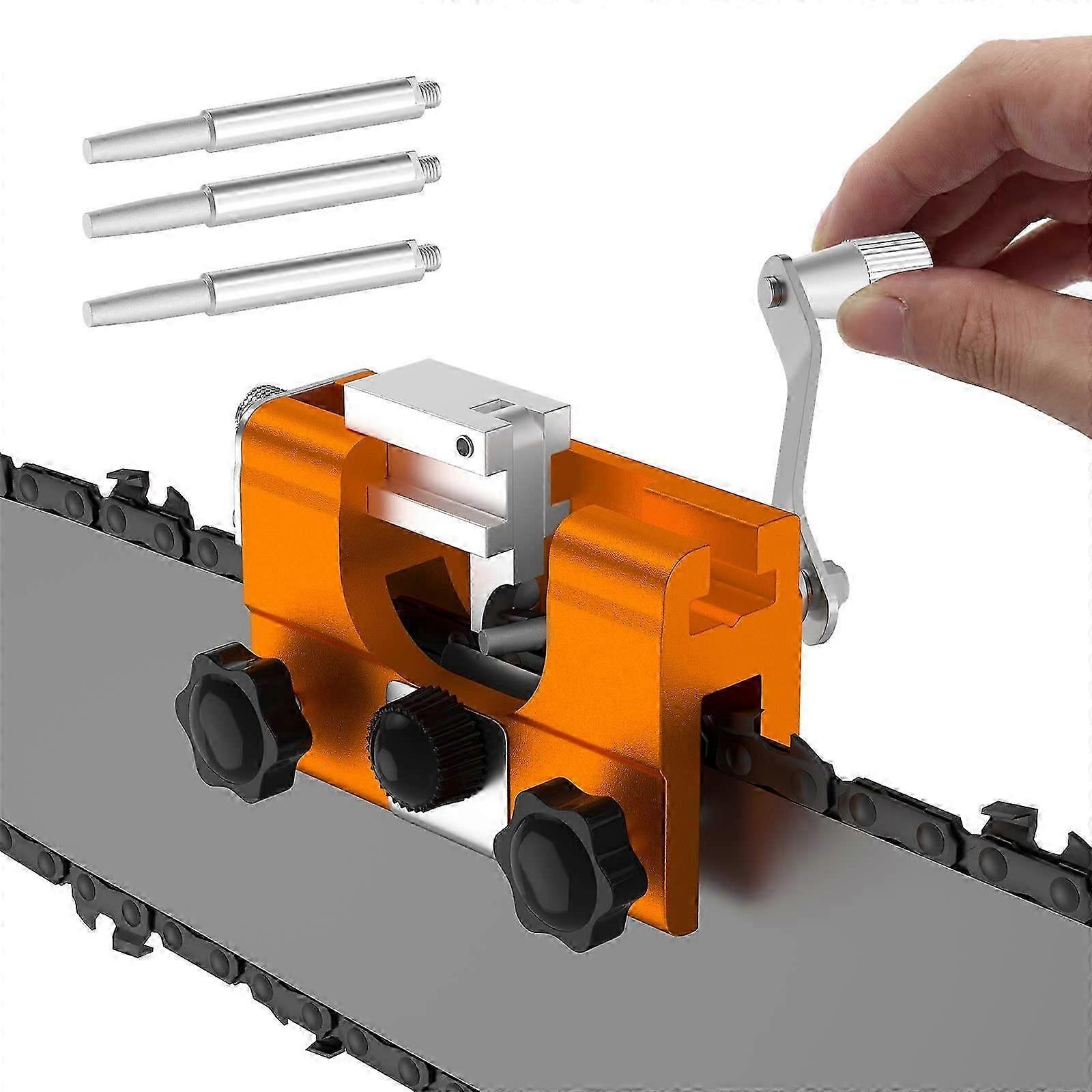 Chainsaw Chain Sharpener, Portable Hand Crank Chainsaw Chain Sharpening, Saw Chain Sharpener Tool for All Types of Electric Chainsaws