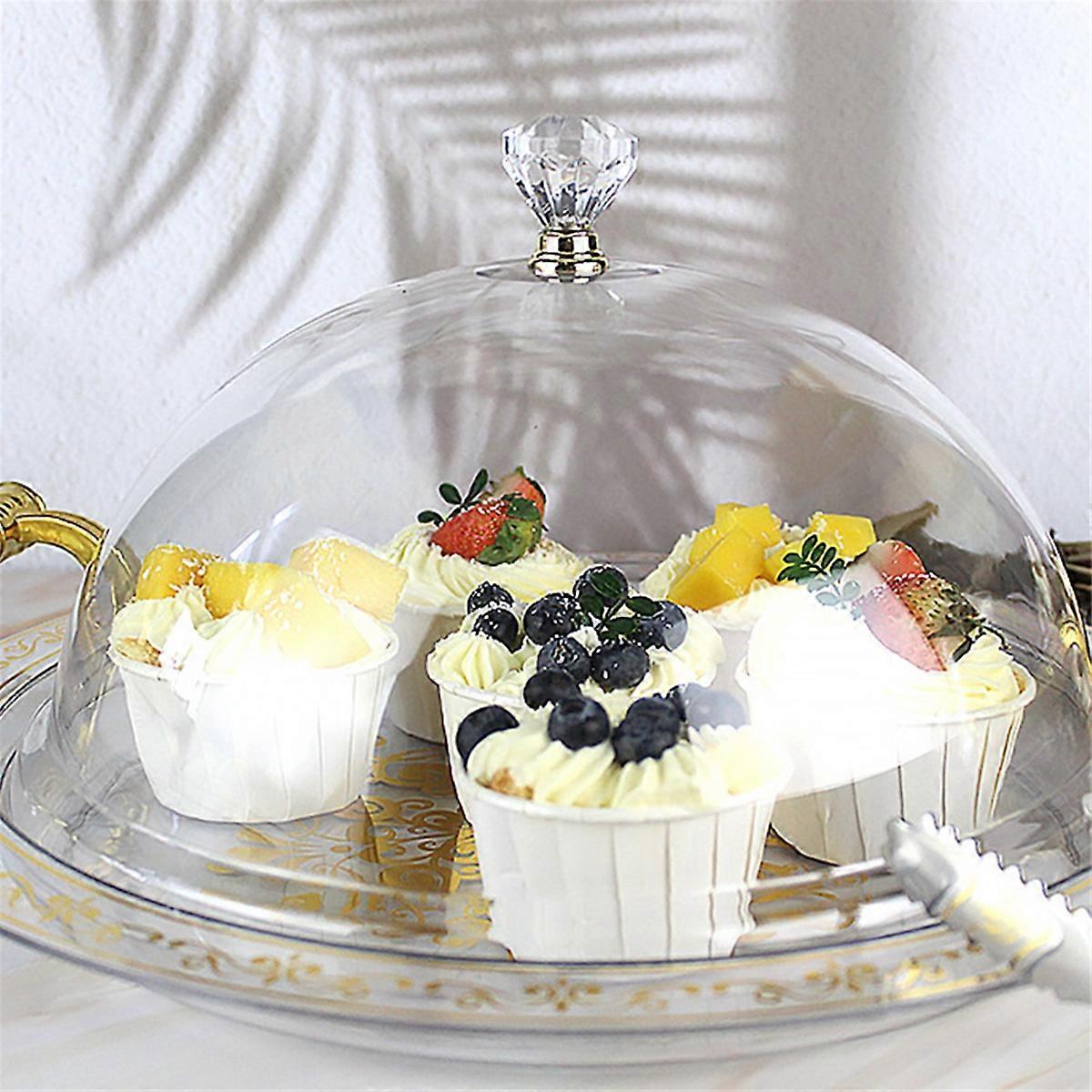 Fruit Dessert Tray with Handles Round Serving Tray for Countertop