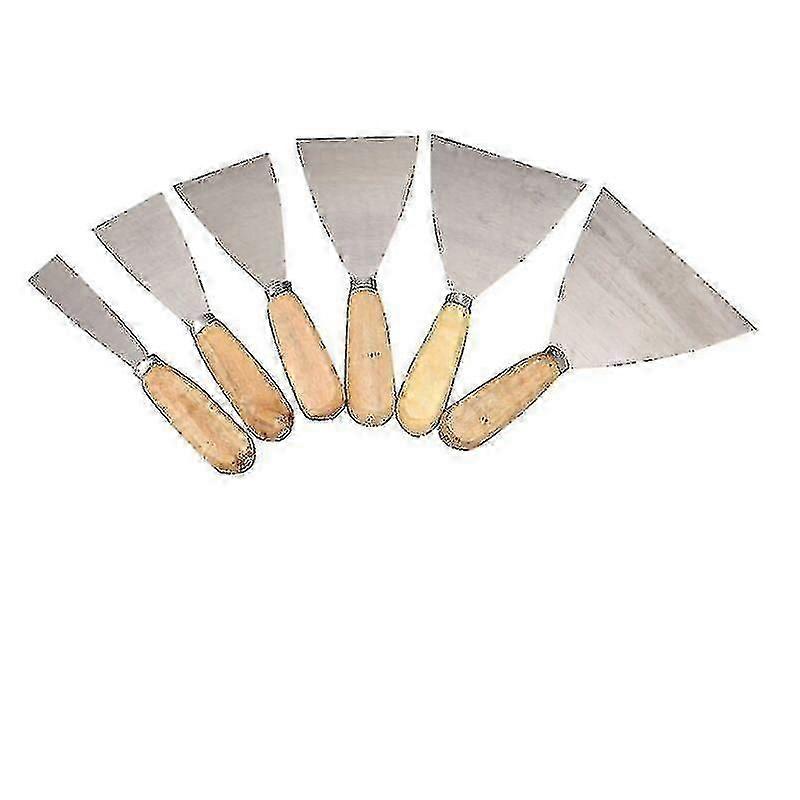Putty Knife With Solid Wood Handle, Putty Knife, Cleaning Knife, Scraper, Factory Direct S, Trowel (1 + 1.5 + 2 + 2.5 + 3 + 4)