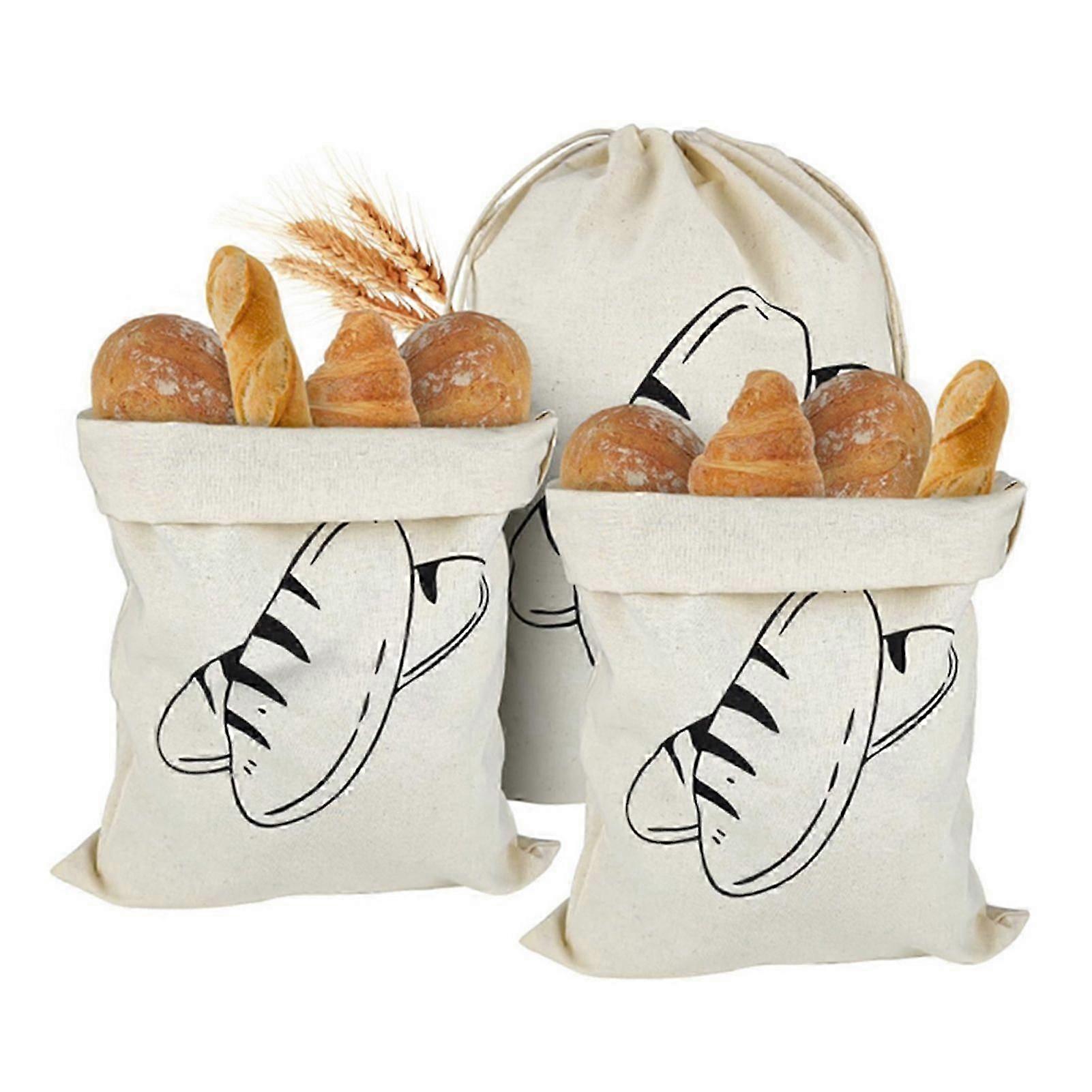 Gjenbrukbare linbrødposer for hjemmelaget brød - 11,8x15,7 tommer surdeigsbrødoppbevaringsposer, miljøvennlige og vaskbare