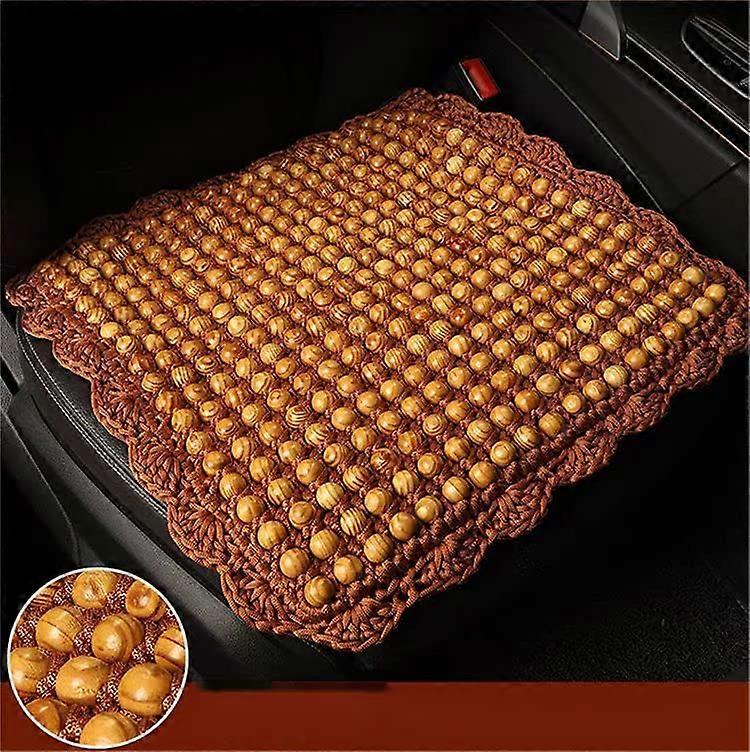 Natural Olive Bead Wood Car Seat Cushion - 2 Pieces Comfy Massage Support for Square Car Seats