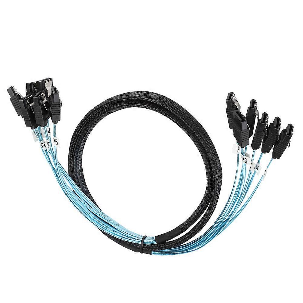 6-port 1m 6.0Gbps SATA3.0 Braided Computer Case Hard Disk Data Cable 6-in-6-out
