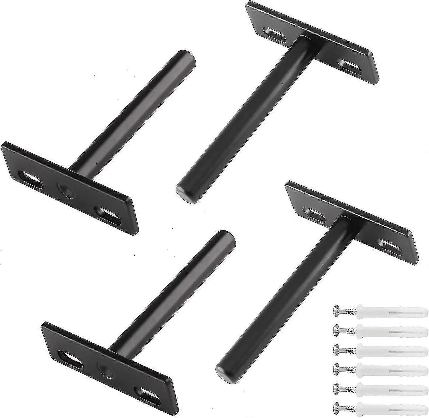 Heavy-Duty 3 Inch Black Blind Shelf Brackets with Hidden Wall Mounting Complete with Screws and Support for Floating Shelves