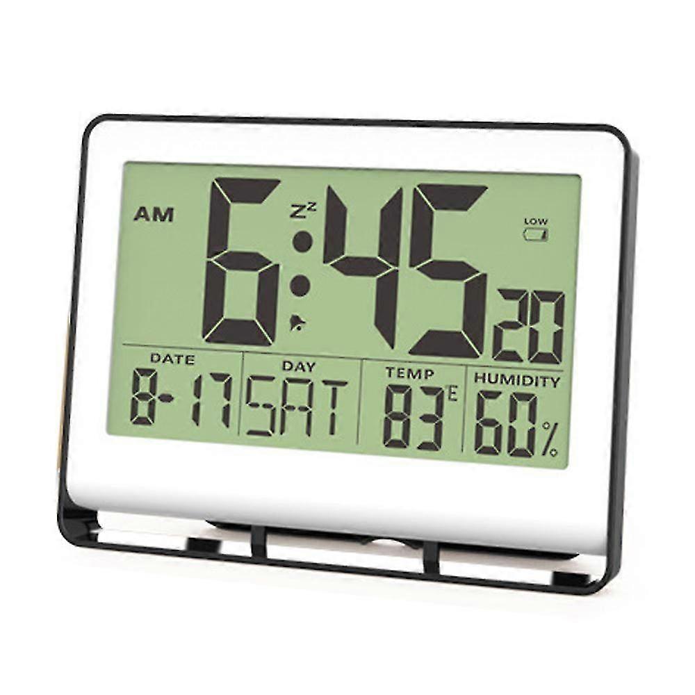 Digital Wall Clock with Temperature & Humidity Display, 12/24 Hour Format, Backlight & Snooze Function