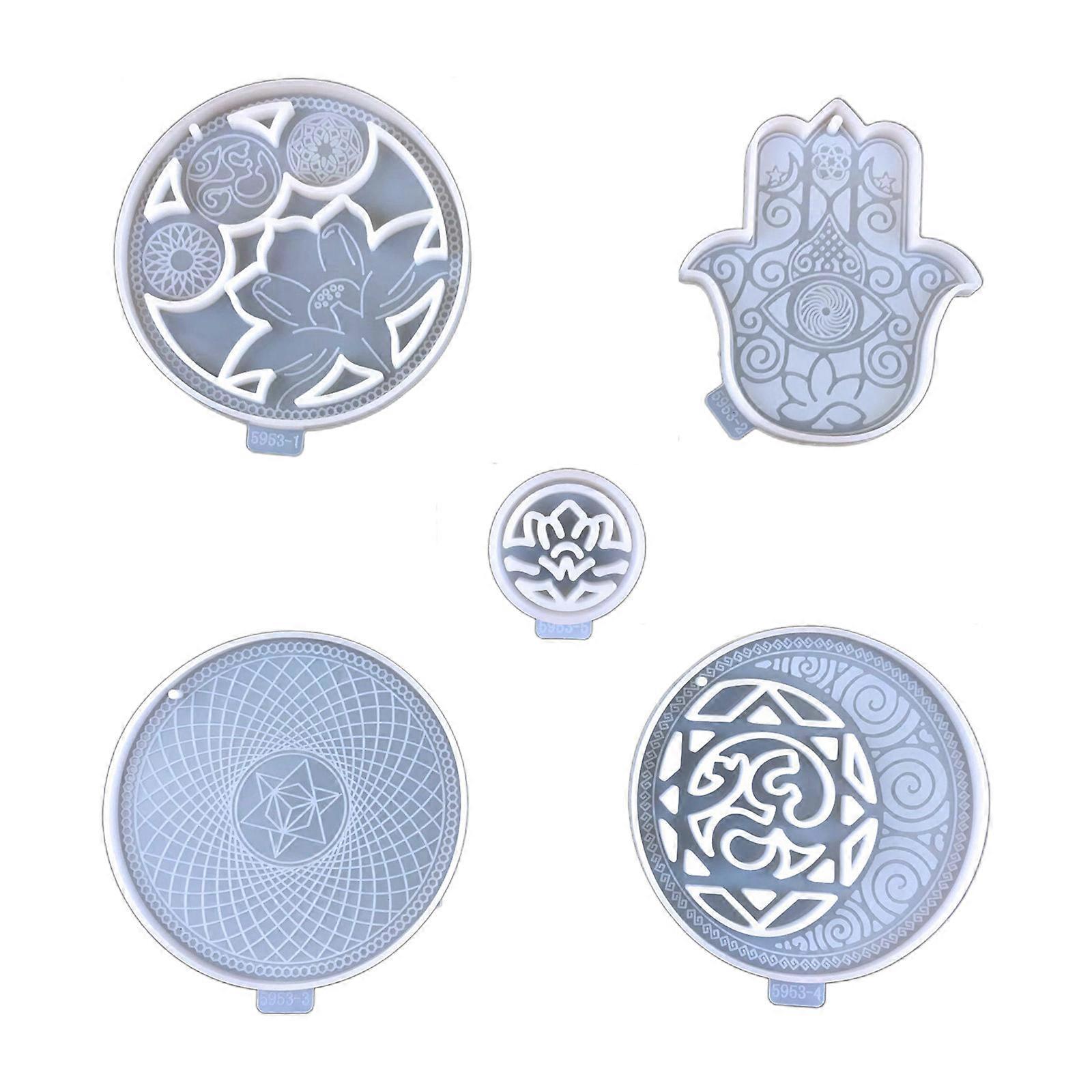 Different Patterns Round Resin Casting Molds Include Silicone Pendant Molds Tray Coaster Molds Suitable for Diy Coaster Clear