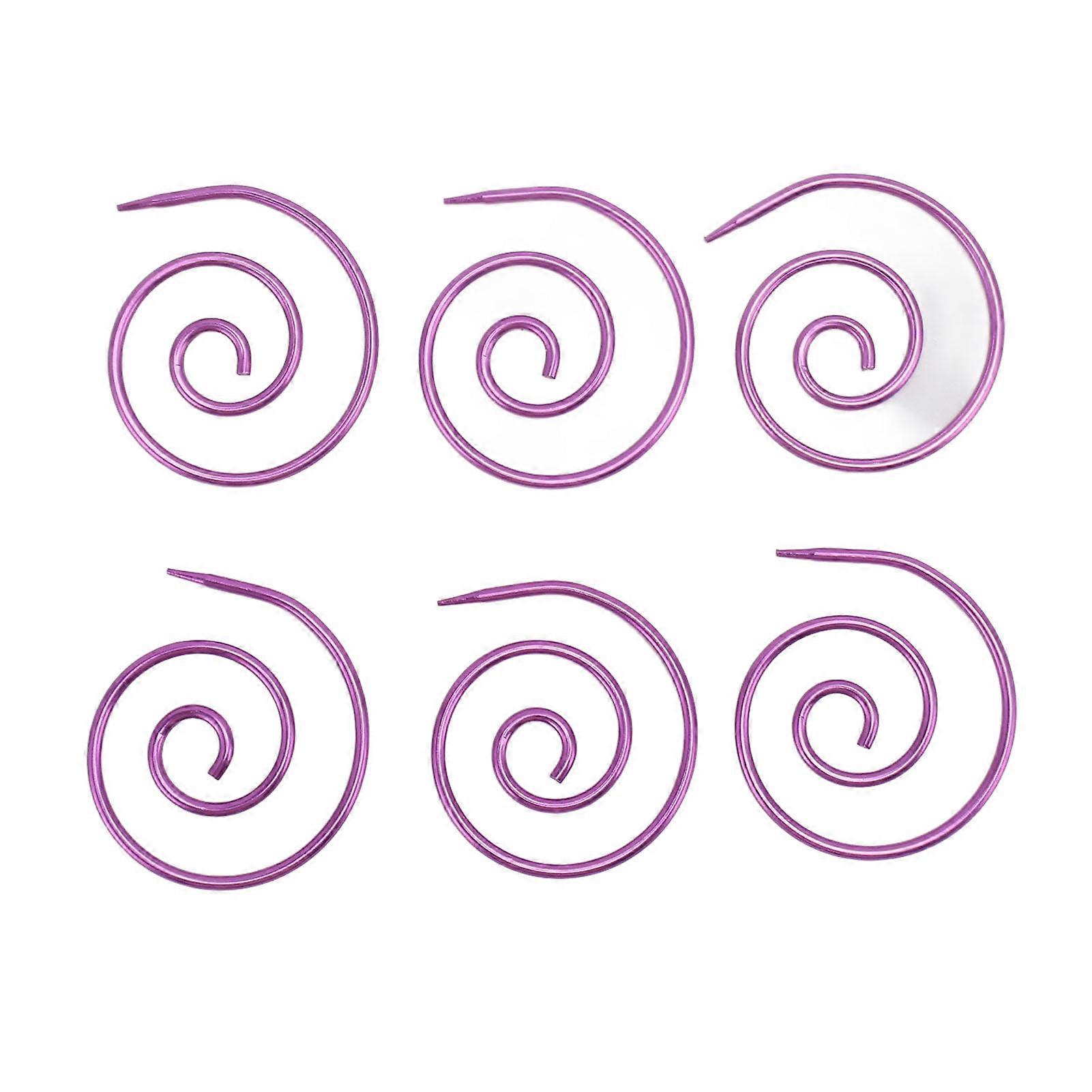 6 Pcs Multi-Function Circular Knitting Needles Metal Spiral Needles for Knitting Yarn Sewing Purple