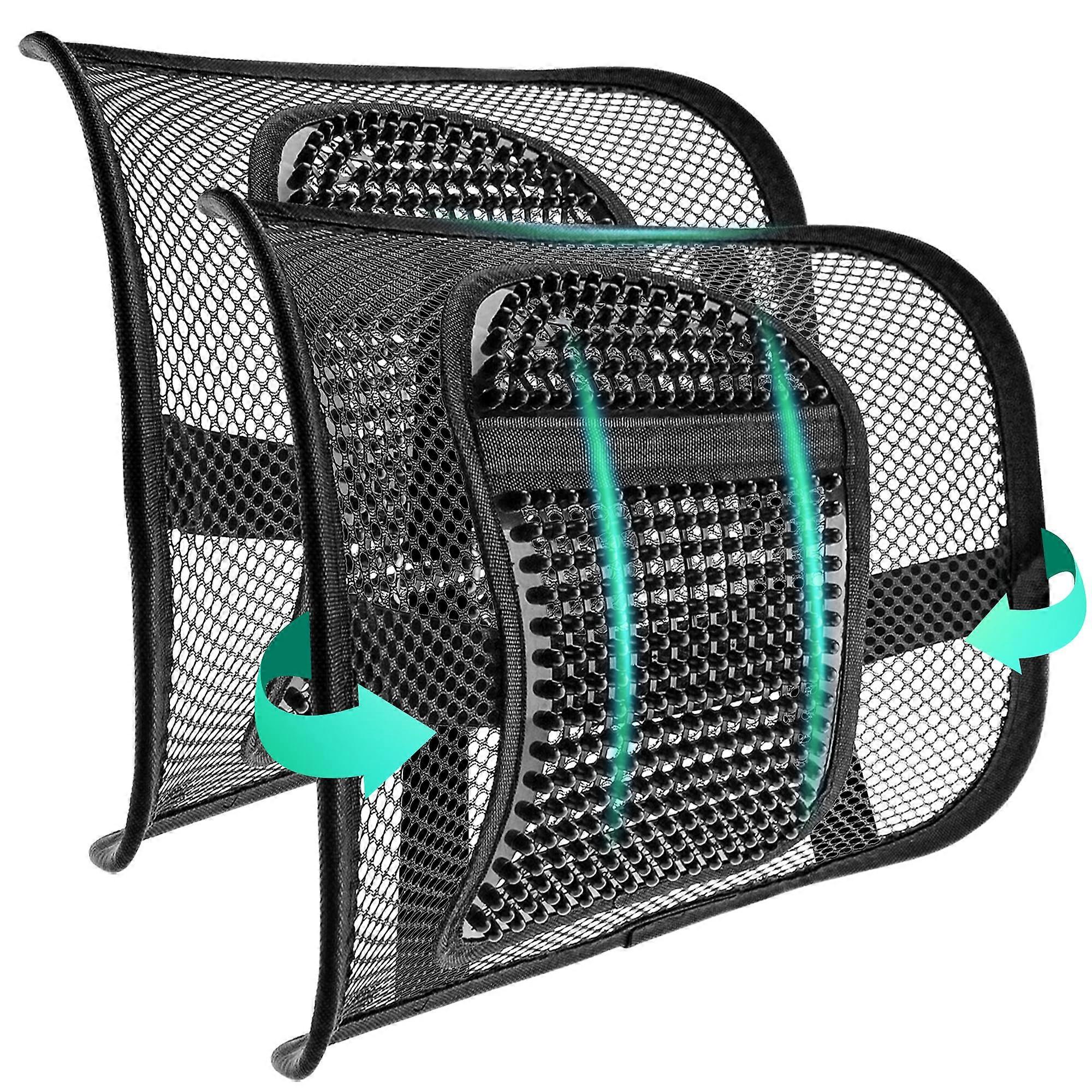 Net Back Waist Support Cushion 2 Pack, Breathable 12" x 16" Seat Cushion for Office Chairs and Cars