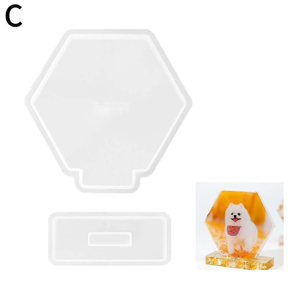 Hexagonal photo frame mold + base mold (C) $diy epoxy photo frame silicone mold simple love photo frame table epoxy mold
