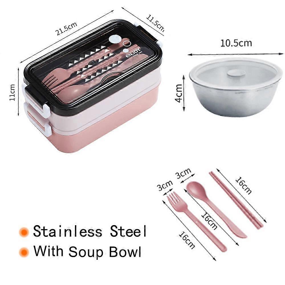 304 Stainless Steel Lunch Box Bento Box for School Kids Office Worker 2 layers Microwae Heating Lunch Container Food Storage Box