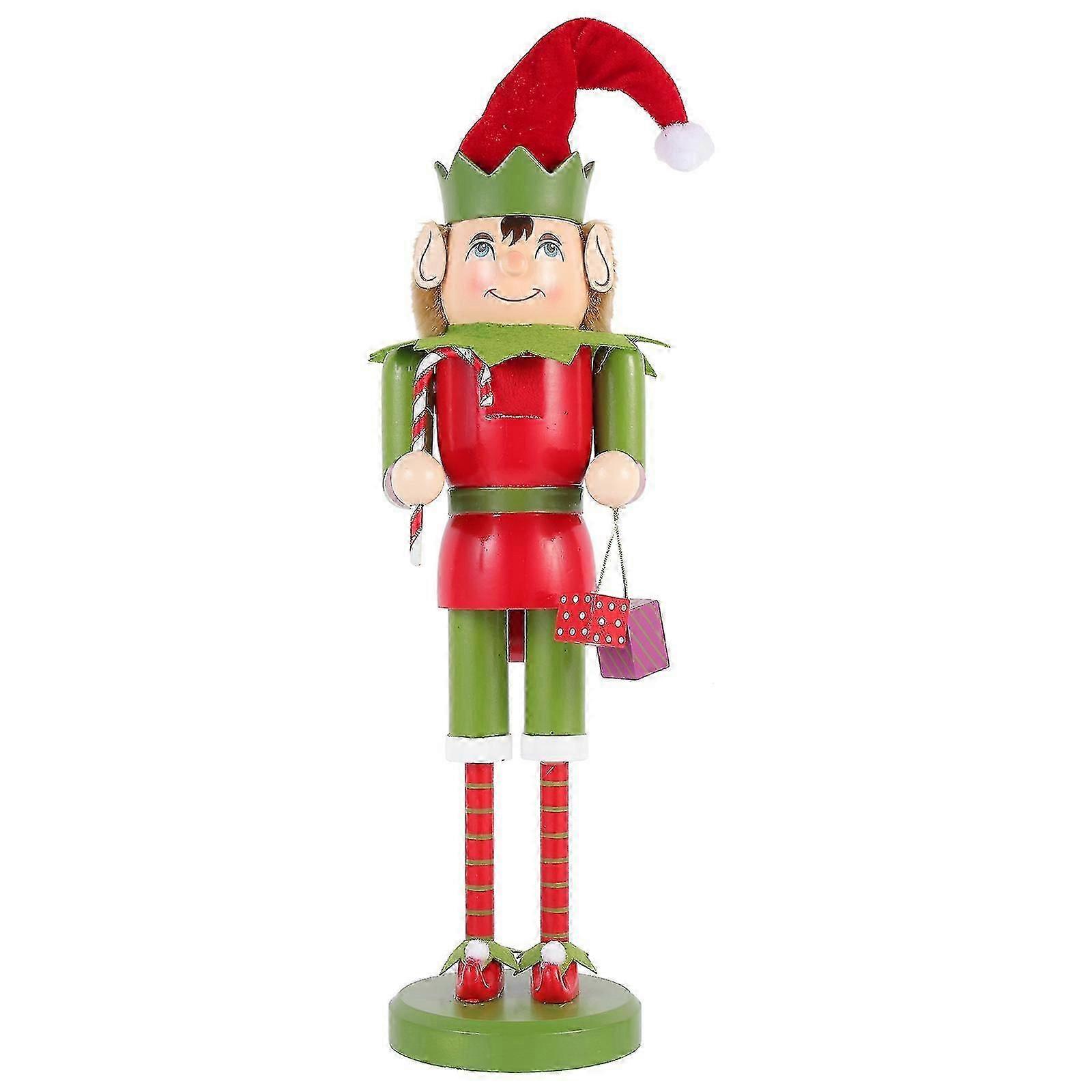 Desktop Xmas Nutcracker Elf Nutcracker Decoration Wooden Nutcracker Puppet Decor-FCY