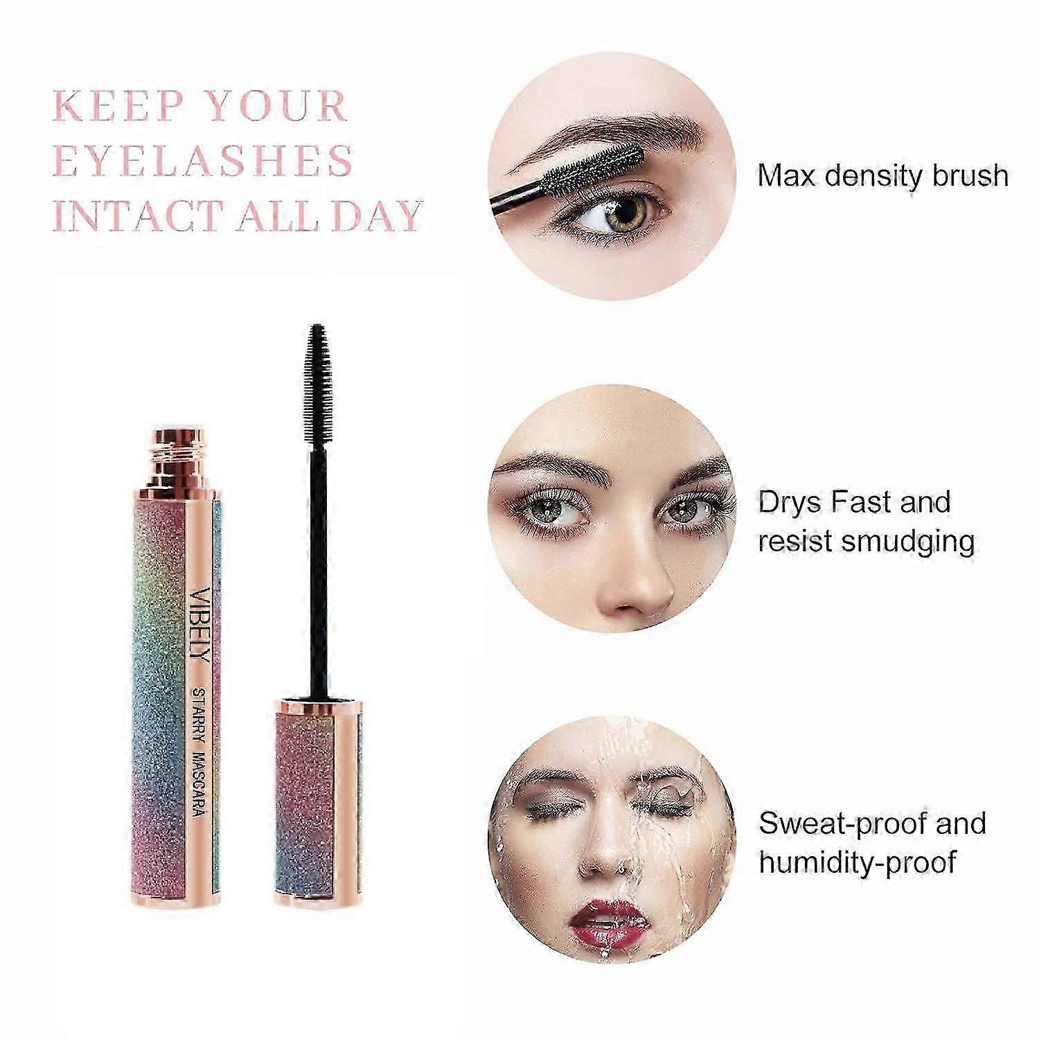 4D Silk Fiber Lash Mascara - Luxuriously Longer, Voluminous Eyelashes, Waterproof Tubing Mascara in Black, Natural Lengthening, Smudge-proof Mascara