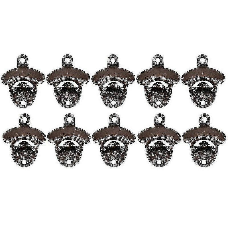 10パックボトルオープナー壁掛け素朴なビールオープナーセットヴィンテージ -