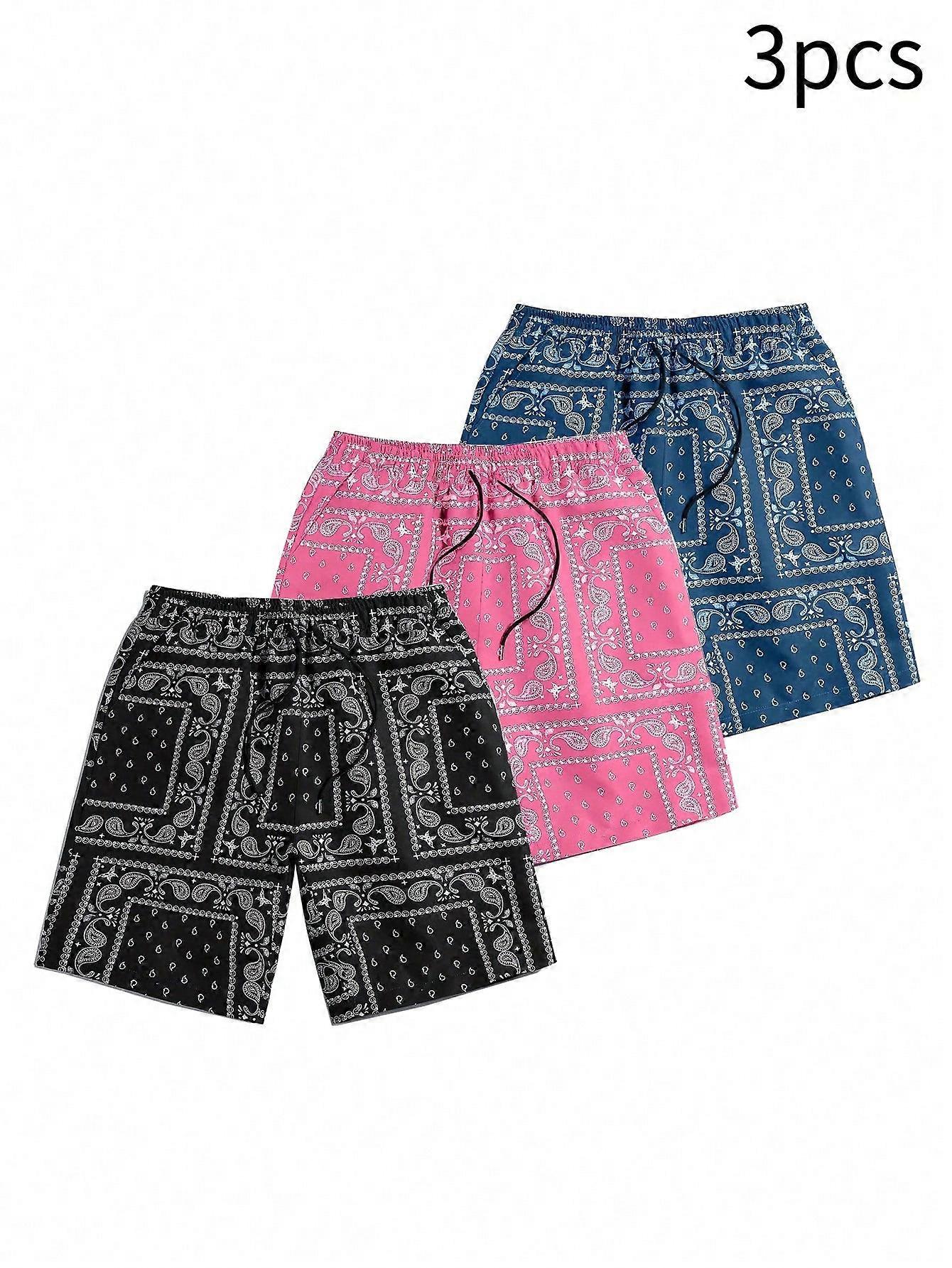 Men s Casual Drawstring Waist Paisley Print Shorts