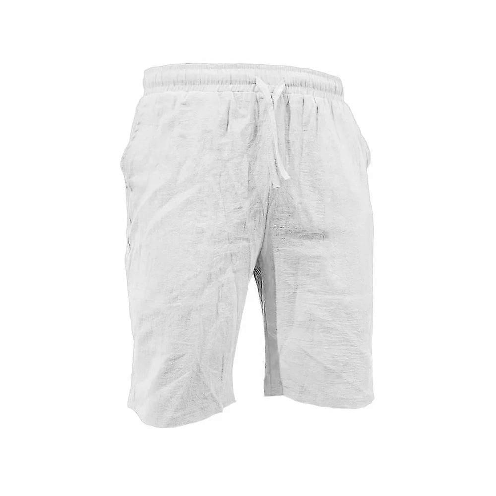 Summer Mens Cotton Linen Sports Casual Shorts Drawstring Breathable