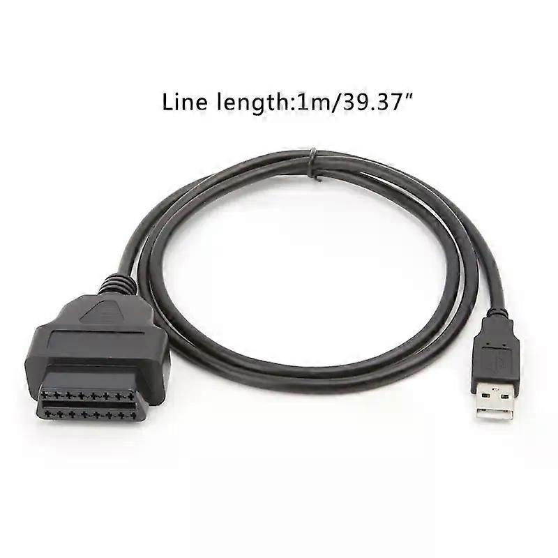 16Pin OBD2 To USB Port Adapter Cable Connector Diagnostic Tool