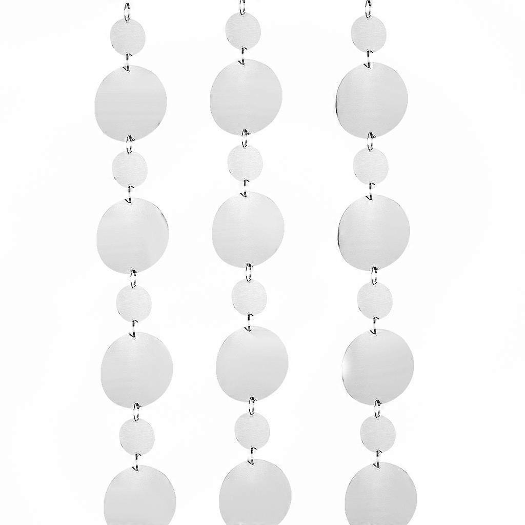 3pcs Round Plastic Sequins Hanging Garlands String Banner Decor Silver A