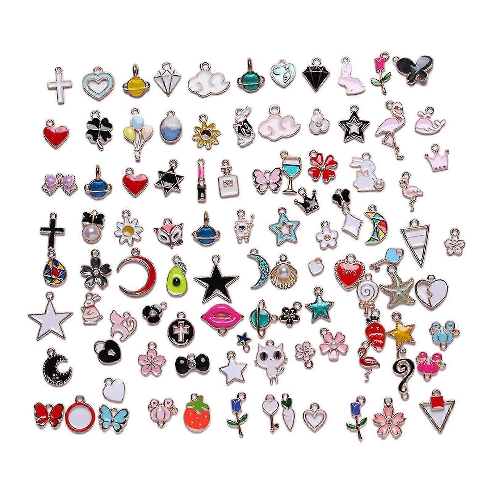 100 יחידות מגוון קסמים אמייל קסם תליון DIY עבור מחזיקי מפתחות תכשיטים