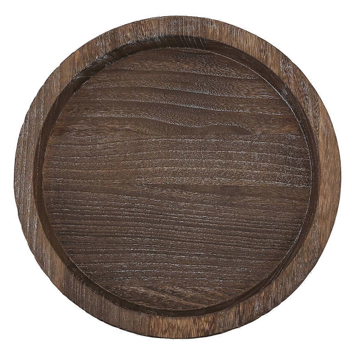 2Pcs Rustic Wooden Tray Candle Holder - Small Decorative Plate