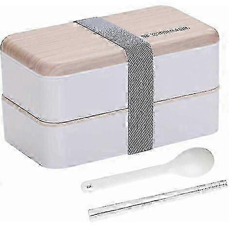 Electric Heated Lunch Box Insulated Bento Container with Chopsticks Spoon for Office Travel Double Layer Heat Retention