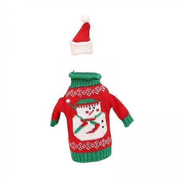 4xWine Bottle Cover Holiday Accessories Decorative Dinner Table Decor with Hat