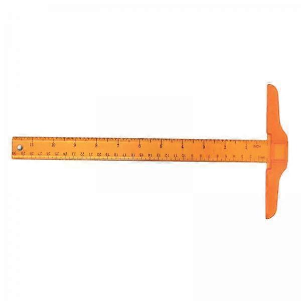 2xTransparent inch Metric T-Square Plastic General Layout Work orange yellow