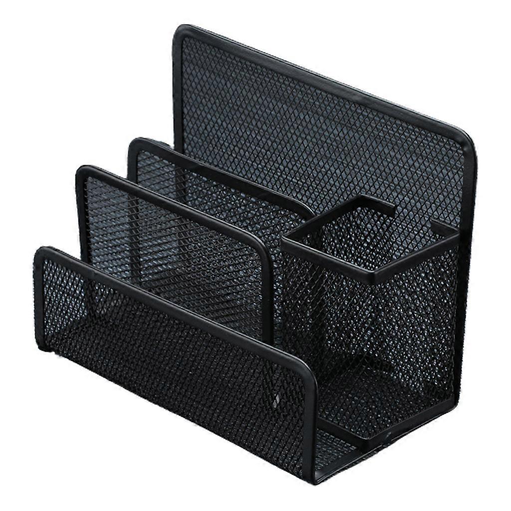 File Storage Rack Metal Large Capacity 3-Layer Bookshelf Desktop Pen Holder Book File Shelf Office Letter Holder