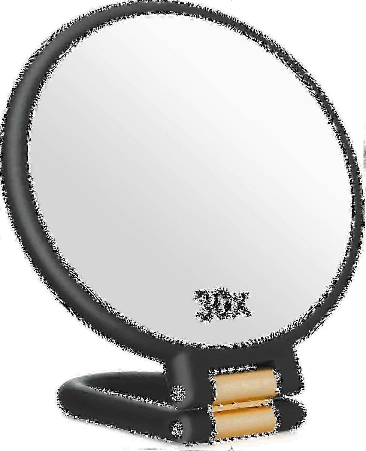 30x مرآة مكبرة السفر المرايا اليدوية مع مقبض - مرآة محمولة مزدوجة الجانب مع 1X 30X Magn